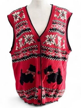 Alfred Dunner Scotty Dog Christmas Sweater Vest – Size XL
